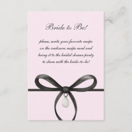Tarjeta De Recepción Black Bow With Pearl Old Money Style Bridal Shower