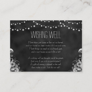 Tarjeta De Recepción Black Chalkboard String Luces que Desean Bien