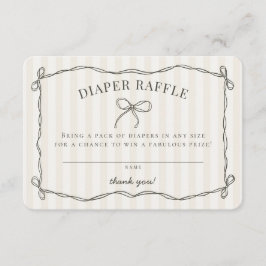 Tarjeta De Recepción Black Coquette Bow Baby Shower Diaper Raffle