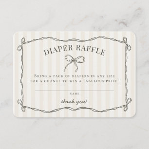Tarjeta De Recepción Black Coquette Bow Baby Shower Diaper Raffle