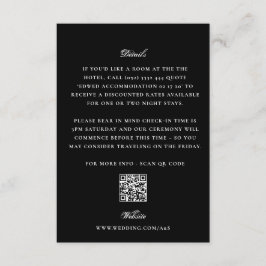 Tarjeta De Recepción Black EDITABLE QR CÓDIGO Clásico Boda Elegante
