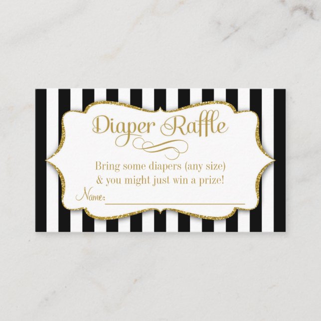 Tarjeta De Recepción Black Gold Diaper Raffle Cards Boy Baby Shower (Anverso)
