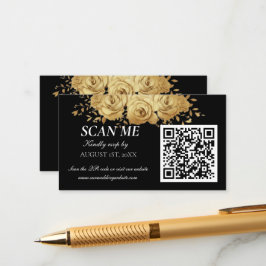Tarjeta De Recepción Black Gold Floral Rose Classic Wedding RSVP 
