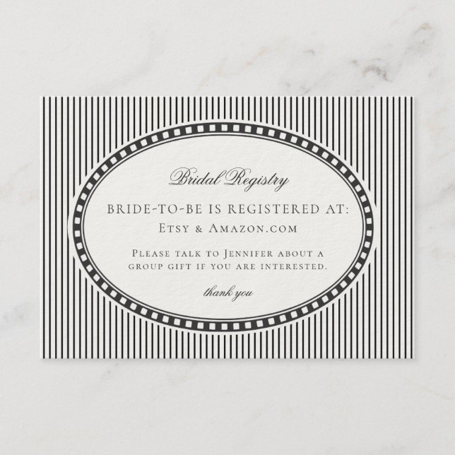 Tarjeta De Recepción Black Harlequin Checkered Bridal Registry (Anverso)