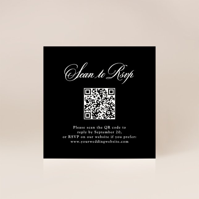 Tarjeta De Recepción Black Italian Elegance | RSVP with QR Code (Subido por el creador)