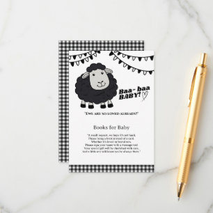 Tarjeta De Recepción Black Kawaii Little Lamb Baby Shower