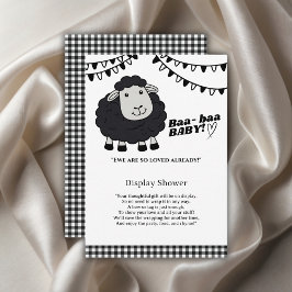 Tarjeta De Recepción Black Kawaii Little Lamb Baby Shower