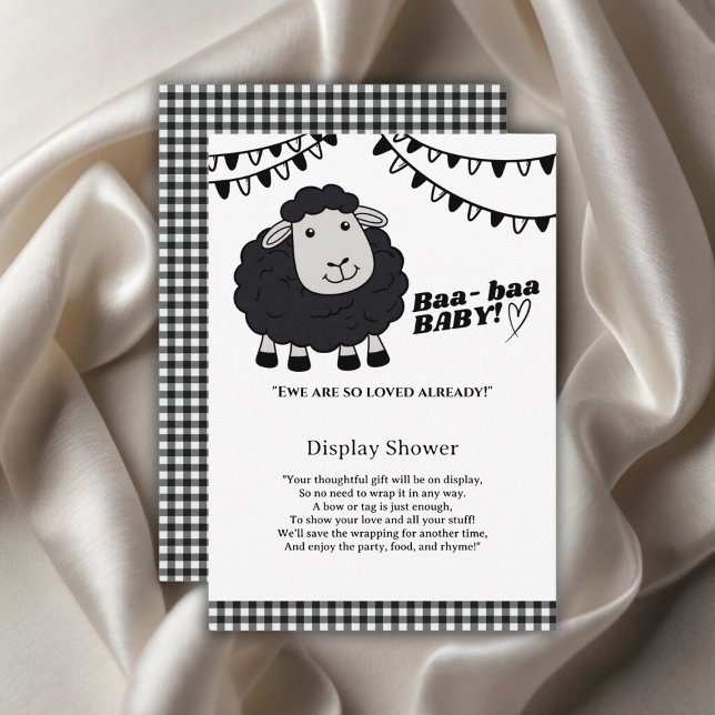 Tarjeta De Recepción Black Kawaii Little Lamb Baby Shower (Subido por el creador)