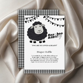 Tarjeta De Recepción Black Kawaii Little Lamb Baby Shower