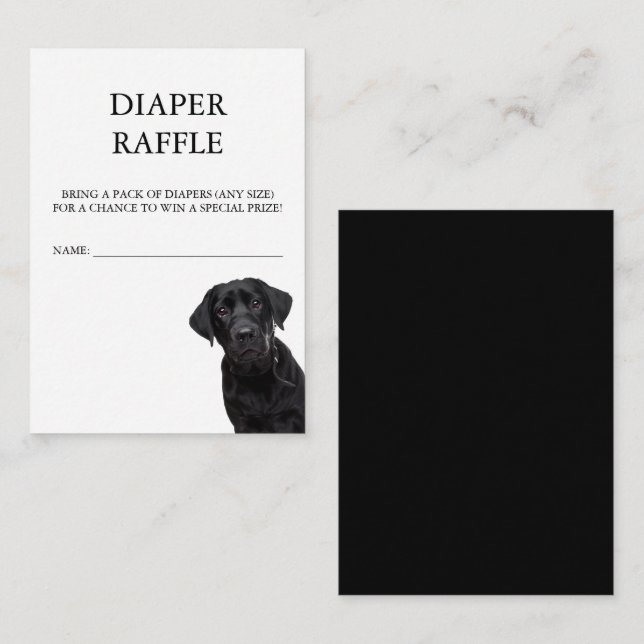Tarjeta De Recepción Black Labrador Baby Shower Diaper Raffle Minimal (Anverso / Reverso)