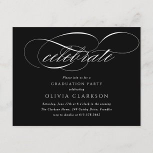 Tarjeta De Recepción Black Modern Elegant Script Graduation Party