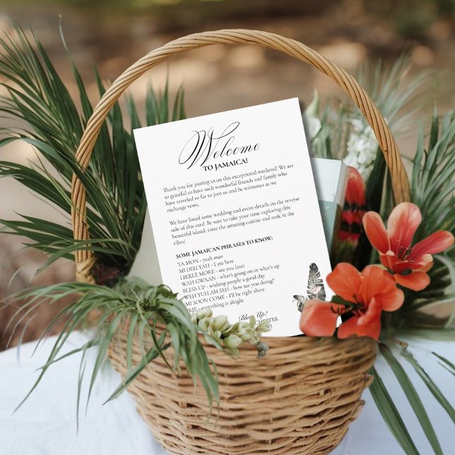 Tarjeta De Recepción Black Palm Wedding Itinerary Card (Wedding Itinerary Card)