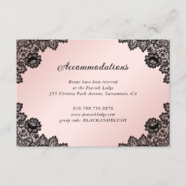 Tarjeta De Recepción Black Pink Floral Lace Wedding Details Information