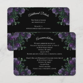 Tarjeta De Recepción Black Purple Floral Elegant Wedding Gótico