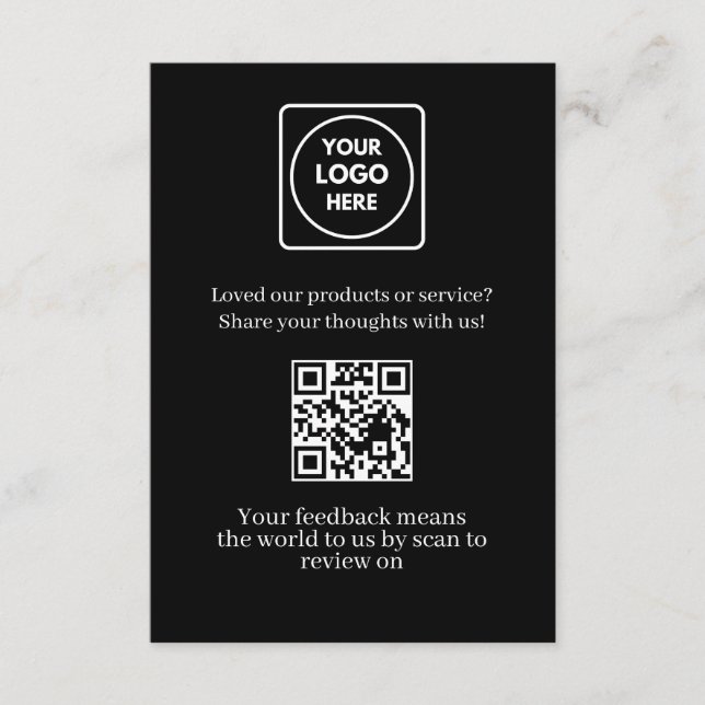 Tarjeta De Recepción Black QR | Customer Feedback & Review Link (Anverso)