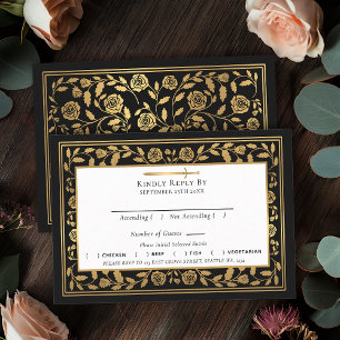 Tarjeta De Recepción Black Royal Medieval Sword Wedding RSVP