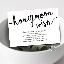 Tarjeta De Recepción Black Script, Boda Honeymoon Wish Fund