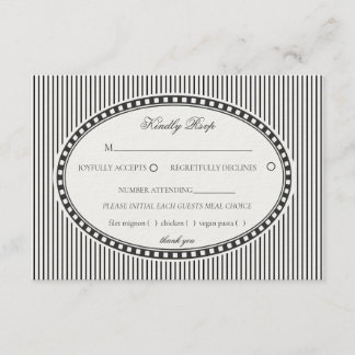 Tarjeta De Recepción Black Striped Harlequin Pattern Wedding RSVP