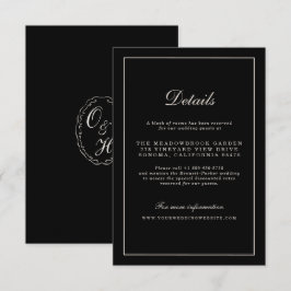 Tarjeta De Recepción Black Tie Wedding Classic Details Enclosure Card