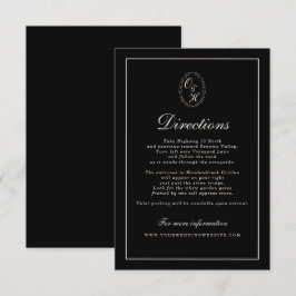 Tarjeta De Recepción Black Tie Wedding Classic Directions Card