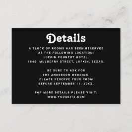Tarjeta De Recepción Black Wedding Details | Minimalist Information