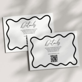 Tarjeta De Recepción Black White Elegant Wavy Border Wedding Details