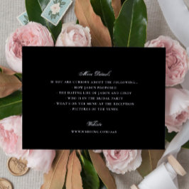 Tarjeta De Recepción Black White Formal Classic Elegant Wedding