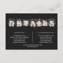 Tarjeta De Recepción Black & White Spring Floral Details Enclosure Card