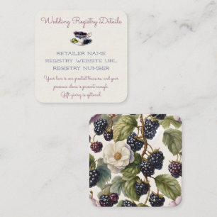 Tarjeta De Recepción Blackberry color agua y flor crema