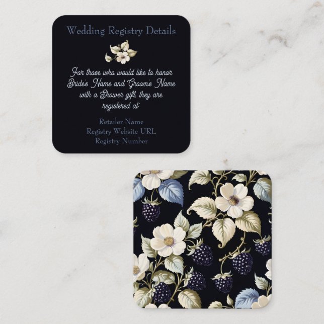 Tarjeta De Recepción Blackberry Regal Floral Elegance: Registro (Anverso / Reverso)