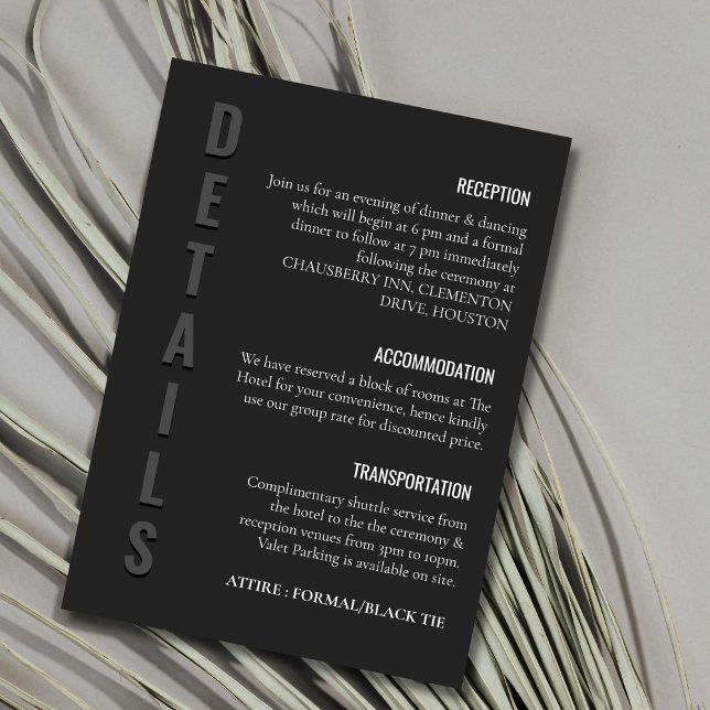 Tarjeta De Recepción Blackout Minimalist Wedding (Subido por el creador)