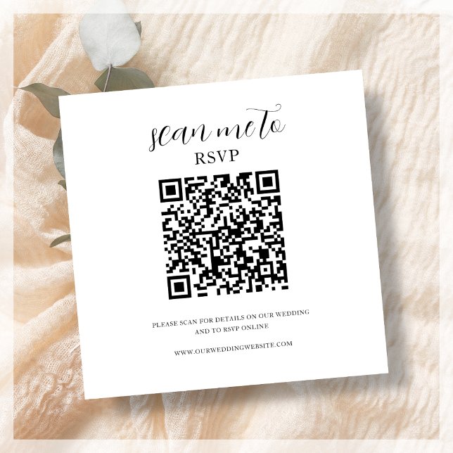 Tarjeta De Recepción Blanca | Código QR RSVP de boda (Subido por el creador)