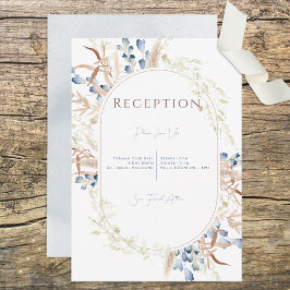 Tarjeta de recepción blanca con flores de boho sec
