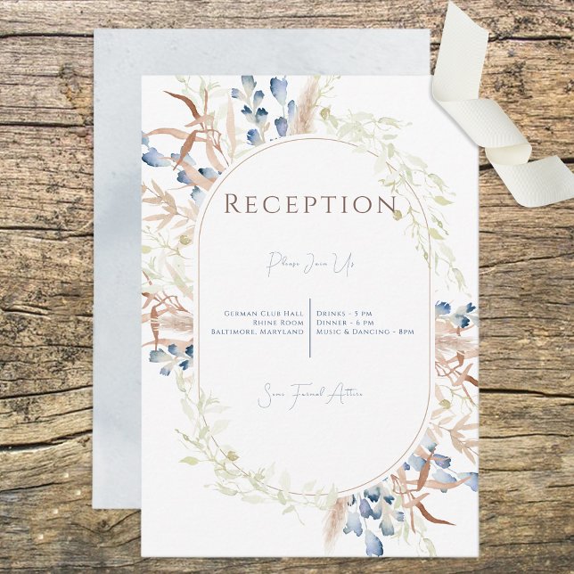 Tarjeta de recepción blanca con flores de boho sec (Subido por el creador)