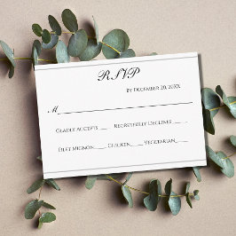Tarjeta De Recepción Blanco Negro Plateado Clásico Formal Elegante Boda