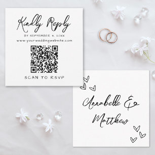 Tarjeta De Recepción Blanco Negro Simple Elegante Código QR Respuesta
