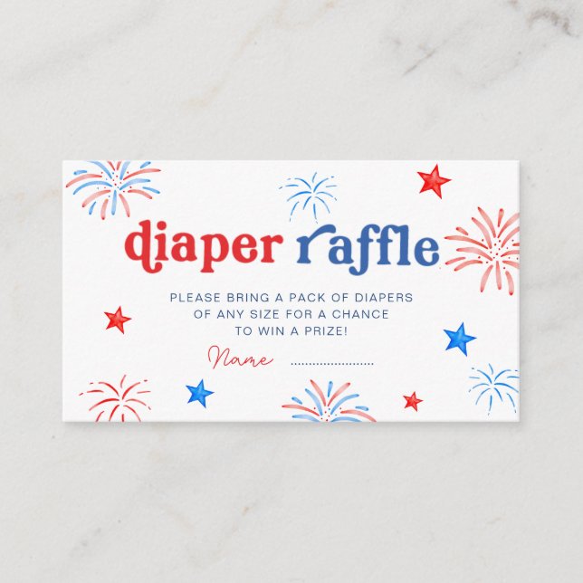 Tarjeta De Recepción Blanco Rojo y Vencimiento 4 de Julio Diaper Raffle (Anverso)