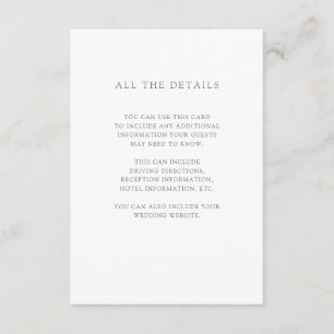 Tarjeta De Recepción Blanco simple y elegante Detalles del invitado d