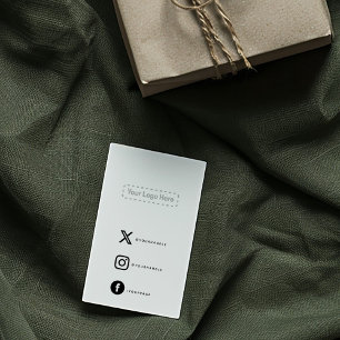 Tarjeta De Recepción Blanco y negro con logo enlaces a medios sociales