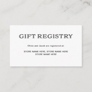 Tarjeta De Recepción Blanco y negro elegante básico Registro de regal