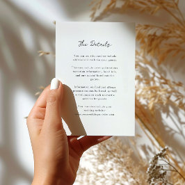 Tarjeta De Recepción Blanco y negro minimalista | Detalles del invitado