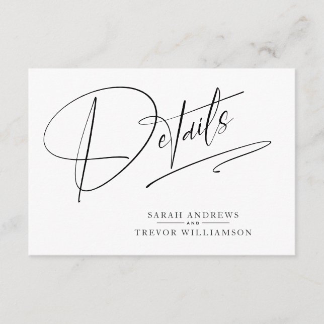 Tarjeta De Recepción Blanco y negro moderno (Anverso)