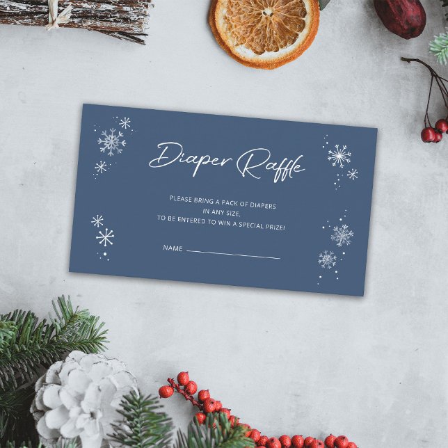 Tarjeta De Recepción Blancos Copos de Nieve Blue Diaper Raffle (Subido por el creador)