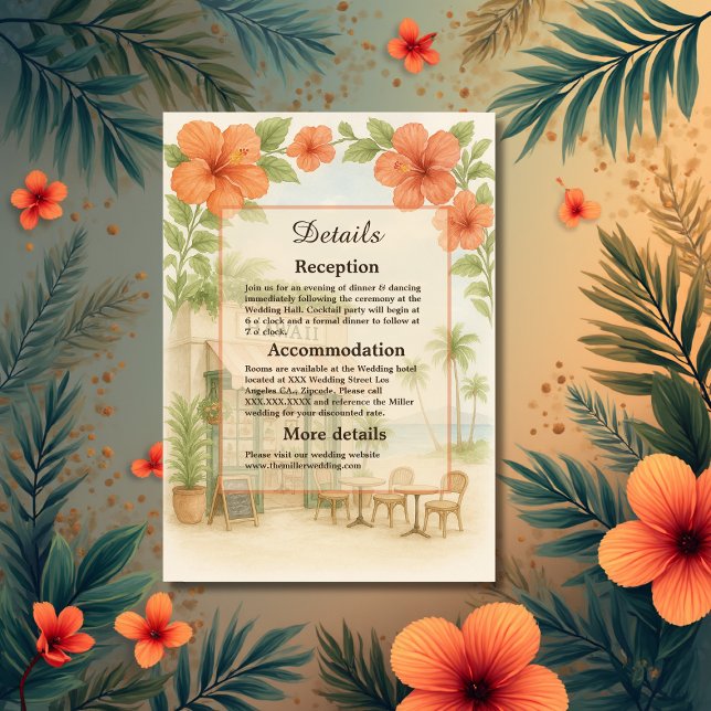 Tarjeta De Recepción Blanda Verde Tropical Hawái Boda de Destino (Subido por el creador)