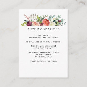 Tarjeta De Recepción Bloom de país Alojamiento en Hotel WEDDING Fall