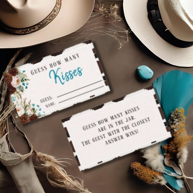 Tarjeta De Recepción Bloom ruso "adivina cuántos besos" juego de novia (Rustic Bloom "Guess How Many Kisses" Bridal Game Enclosure Card)
