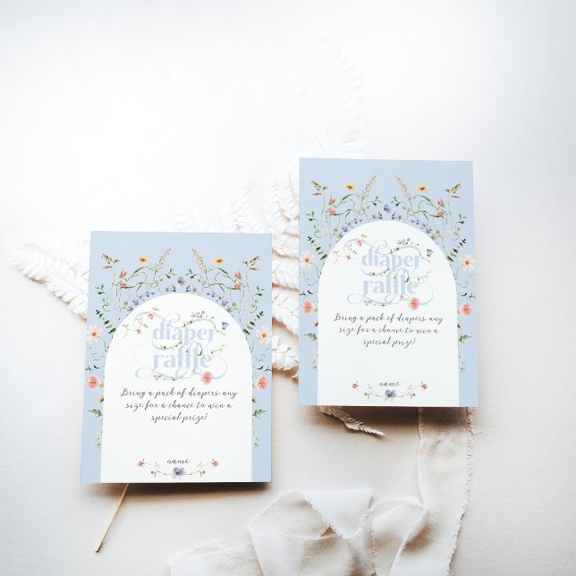 Tarjeta De Recepción Bloom Wildflower Blue Boy Baby Shower diaper (Subido por el creador)