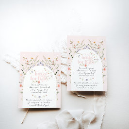 Tarjeta De Recepción Bloom Wildflower Chica rosado libro de Baby Shower