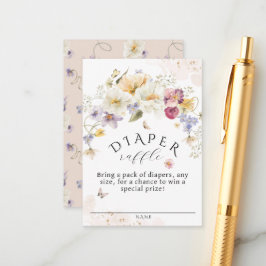 Tarjeta De Recepción Bloom Wildflower Rústico Baby Shower Diaper Raffle