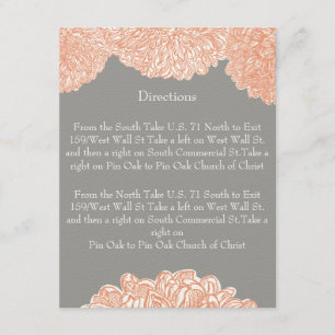 Tarjeta De Recepción Blooming Dahlia Peach Coral Boda